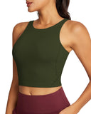 1 x RAW Customer Returns QUEENIEKE Sports Bra Women s Wireless Backless Padded Longline Sports Bra High Neck U Back Medium Strong Hold Fitness Gym Yoga Crop Top Duck Green S - RRP €27.22