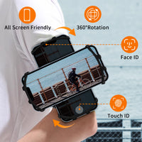 1 x RAW Customer Returns Sports armband cell phone Universal cell phone holder for iPhone 14 13 12 11 11 Pro Max XR XS X 8 etc. - 360 rotatable, removable - Perfect for jogging, hiking, climbing and fitness - 4 -6.5 Cell phone size - RRP €14.99