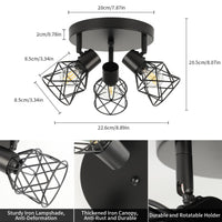 2 x Brand New FORCOSO ceiling spotlight black swiveling 350 , spots ceiling light 3 flames metal ceiling lamp spotlight, E14 vintage ceiling spots wall spotlight, ceiling kitchen lamp kitchen living room hallway wall lamp - RRP €60.48