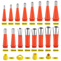 2 x RAW Customer Returns 24 Pieces Sealant Finisher Kit, Stainless Steel Sealant Nozzle Applicator Sealant Finisher, Sealant Tool Applicator Caulking Nozzles for Kitchen, Bathroom, Window, Sink 16 Nozzles 8 Bases  - RRP €26.2