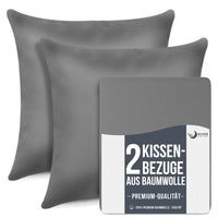 2 x Brand New Dreamzie Pillowcases Set of 2 - For Pillows 40 x 40 cm - Anthracite Cotton 100 Jersey Cotton - Bedding Double Bed Pillowcase - Pillow Protector - Resistant and Hypoallergenic - RRP €14.08