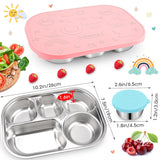 1 x RAW Customer Returns Hydream Bento Lunch Box, Stainless Steel Bento Boxes with 5 Compartments Lunch Box with Silicone Lid, Reusable Lunch Box Snack Box with 2x50ml Salad Dressing Dip Containers, Leak-Proof Pink  - RRP €19.99