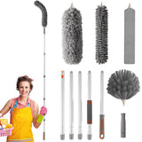 1 x RAW Customer Returns JUBORUI Telescopic Feather Duster Washable, 10 Pieces Long Extendable Feather Duster, Microfiber Dust Catcher with Aluminum Telescopic Rod, Extension up to 230cm, Feather Duster for Cleaning Ceilings, Gaps, Cobwebs. - RRP €22.99