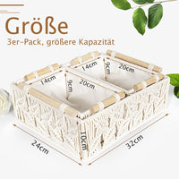 1 x RAW Customer Returns ANZOME Set of 3 Macrame Storage Baskets, Handmade Basket Bathroom Storage with Handle, Shelf Cabinet Organizer Boho Decor for Bathroom Bedroom Living Room, Ivory - RRP €40.33