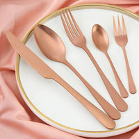 1 x RAW Customer Returns BEWOS cutlery set for 6 people, 30-piece rose gold matt cutlery set including knife, fork, spoon, stainless steel cutlery, dishwasher safe - RRP €34.26