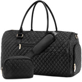 1 x RAW Customer Returns Vologle Weekender Women Large, Hand Luggage Overnight Bag, Comes with a Small Ladies Handbag, Mommy Bag Hospital Bag, Sports Bag with Wet Compartment Shoe Compartment Black  - RRP €34.18