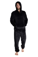 1 x RAW Customer Returns CityComfort Men s Pajamas, Soft Winter Men s Pajamas, Men s Fleece Pajamas with Hoodie and Pants, Gifts for Men Black, L  - RRP €32.71