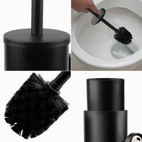 1 x RAW Customer Returns EXLECO stainless steel toilet brush WC brush with replacement brush water collecting container toilet brush and container set wall mounting standing with lid long handle bathroom accessories WC set matt black - RRP €28.66