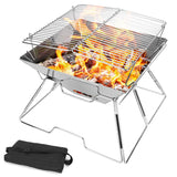 1 x RAW Customer Returns Odoland Foldable Campfire Grill, Camping Fire Pit with Carry Bag, 304 Stainless Steel Grill Gate, Heavy Duty Portable L 43 x 43 x 31 cm  - RRP €50.86