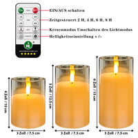 1 x RAW Customer Returns HL Rechargeable Flickering Flameless Candles, Gold Glass Realistic LED Battery Operated Candles with Remote Timer Pillar Candles for Festival Christmas Home Decor 3 Pack - RRP €52.0