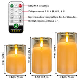 1 x RAW Customer Returns HL Rechargeable Flickering Flameless Candles, Gold Glass Realistic LED Battery Operated Candles with Remote Timer Pillar Candles for Festival Christmas Home Decor 3 Pack - RRP €52.0