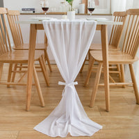 1 x RAW Customer Returns CHUQING table runner chiffon, in white 70 cm x 5 m , decorative table ribbon made of fabric, table decoration for birthdays, weddings, communions - RRP €27.22