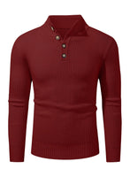 1 x RAW Customer Returns Meilicloth men s turtleneck sweater knitted sweater turtleneck leisure slim fit basic men s sweater 1 4 button red XXL - RRP €33.26