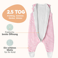 1 x RAW Customer Returns Winter sleeping bag with feet 2.5 tog - 100 organic cotton OEKO-TEX certified pollutant-free - winter sleeping bag with feet - pijama pink, 90 cm  - RRP €28.51