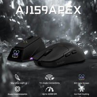 1 x RAW Customer Returns ATTACK SHARK Ajazz AJ159APEX PAW3950 Gaming Mouse, 42000 DPI, 8000Hz Wireless Polling Rate, RGB Magnetic Charging Dock with Color Display, 56g Superlight, 2.4G BT Wired Gaming Mouse, PC Mac, Black - RRP €80.5