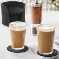 1 x RAW Customer Returns Felt Round Glass Coasters Set of 12 with Box Non-slip Heat Resistant Washable Drink Coasters Bar Cups - RRP €22.8