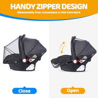 1 x RAW Customer Returns Orzbow insect protection for baby car seat, mosquito net for baby car seats with supports, universal tear-resistant mosquito net with elastic band for Maxi-Cosi Cybex R mer etc. black  - RRP €10.81