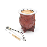 1 x RAW Customer Returns balibetov Premium Yerba Mate Gourd Mate Cup - Uruguayan Mate - Leather Wrapped - Including Bombilla and Cleaning Brush Camionero  - RRP €62.4