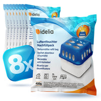 1 x RAW Customer Returns Idelia 8x dehumidifier granules 400g savings set of 8 dehumidifier refill packs I Dehumidifier refill pack mold and odor protection  - RRP €18.05