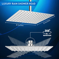 1 x RAW Customer Returns 20cm rain shower - Voolan square high pressure shower head made of stainless steel 304 - Comfortable shower experience even at low water pressure - Can be installed on the wall or ceiling chrome  - RRP €23.59