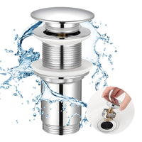 1 x RAW Customer Returns KES wash basin drain fitting without overflow wash basin plug drain valve pop up valve drain plug with SUS304 stainless steel strainer drain plug chrome-plated, S2019D-CH - RRP €22.07