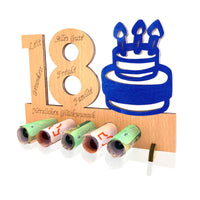 9 x Brand New REWOSAL 18th Birthday Money Gift Wood, Cool Gift Ideas 18th Birthday Girl Boy - Wooden Sign Guestbook - Original Money Gifts Birthday Anniversary 18 Years  - RRP €270.0