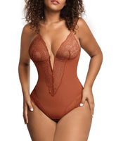 10 x Brand New Popilush Shaping Bodysuits Women Tummy Control Thong Body Shaper Deep V-Neck Hip Enhancer Shapewear Bodysuit Brown - RRP €719.0