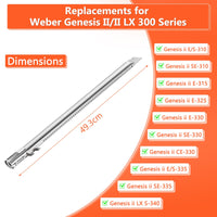 1 x RAW Customer Returns GFTIME 49.3cm stainless steel burner 67489 for Weber Genesis II 210 240, spare parts burner tube for Genesis II E-310, S-310, E-315, S-315, E-325, E-330, E-335, S- 335, S-345, 410 440 610 640, 3 pieces - RRP €19.99