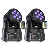 1 x RAW Customer Returns BETOPPER 2 Pack Moving Head LED Mini Party Light RGBW DJ Light with Remote Control DMX Sound Activated Disco Light Stage Light Spot Beam Strobe Effect Disco Light Party Lights for Club Bar 7x8W - RRP €179.99