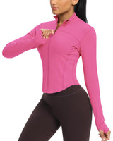 1 x RAW Customer Returns QUEENIEKE women s running jacket, breathable and lightweight sports jacket, long sleeve defining jacket with thumb hole for fitness, training jacket, size L, color hot pink - RRP €34.99