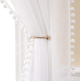 1 x RAW Customer Returns MIULEE Curtains with Pompoms - Beautiful White Curtain with Pompoms for Children s Room, Girls Room, Transparent Eyelet Curtain Set of 2 for Bedroom, Living Room, Kitchen, Each H 145 XW 140cm - RRP €15.43