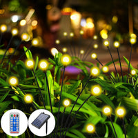 1 x RAW Customer Returns AONESY Solar Lights for Outdoor Garden, 4 Pack 32 LEDs Waterproof Firefly Solar Light, Solar Lights Dandelion Decoration for Garden, Patio, Yard, Trees, Party, Festival, Wedding Warm White  - RRP €15.52