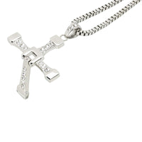 1 x RAW Customer Returns HS86 Cross Chain Stainless Steel Necklace Pendant Silver Jewelry - RRP €31.42