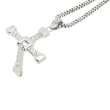 1 x RAW Customer Returns HS86 Cross Chain Stainless Steel Necklace Pendant Silver Jewelry - RRP €31.42