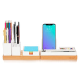 1 x RAW Customer Returns Aothia Desk Organizer-Desk Organizer Wooden Office Organizer-Adjustable Pen Holder, Phone Stand, Sticky Notes, Pencil Tray, DIY Decoration Table Organizer, White - RRP €34.27