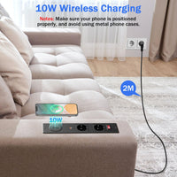 1 x RAW Customer Returns Table socket with USB C PD20W, built-in socket with USB and wireless charging, built-in power strip with switch, table power strip built-in socket for desk table top, 2m cable - RRP €33.23