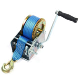 1 x RAW Customer Returns FreeTec hand winch cable winch with blue polyester cable pull recovery winch boat winch hand winch 10m 2500lbs  - RRP €51.95