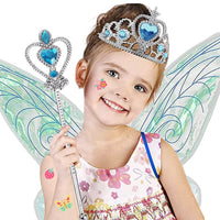 10 x Brand New Winwild Children s Fairy Wings with Glittering Wand, Crown, Tattoo Sticker - Girl s Wings Adult Fairy Wings Costume Butterfly Wings for Carnival Fl gelRequisiten White  - RRP €137.4