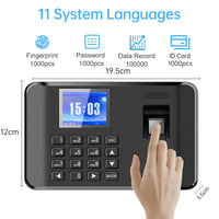 1 x RAW Customer Returns Bisofice time recording for small businesses, time clock time recording employees, working time recording for small businesses German, fingerprint password ID, with 11 languages, USB data export - RRP €59.0