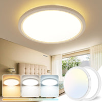 1 x RAW Customer Returns slochi LED ceiling light, 2 pieces ceiling lamp 3000K 4000K 6500K, 18W 1800LM flat round bathroom lamp ceiling, waterproof ceiling lamps for bathroom kitchen hallway basement balcony 23cm - RRP €26.54