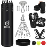 1 x RAW Customer Returns Odoland Punching Bag Set Unfilled 8 in 1, 120 cm Punching Bags with Boxing Gloves 12oz, Reflex Ball, Boxing Bandages, Chain Ceiling Hook, Skipping Rope, Punching Bag Adults for MMA Kickboxing Boxing - RRP €72.99