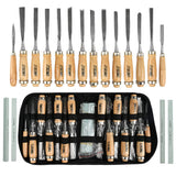 1 x RAW Customer Returns TIMESETL 14pcs Gouge Chisel Set, Wood Carving Hand Chisel Tool Woodworking Chisel Set with 4pcs Grinding Stones Bag for Professionals and Beginners DIY Wood Craft - RRP €28.43