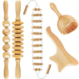 1 x RAW Customer Returns uyoyous 5 pieces fascia roller wood Maderotherapy back massage wooden massage roller with handle back Madero massage roller set legs massage tools wood therapy massager anti cellulite - RRP €23.58