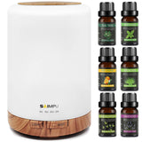 1 x RAW Customer Returns Aroma Diffuser, 300ML Humidifier with 6 10ml Essential Oils Set, Quiet Ultrasonic Fragrance Oil Diffuser, Waterless Automatic Shut-Off, 7 Colors LED Oils Diffuser Aromatherapy for Room, Office, Yoga, Spa - RRP €35.99