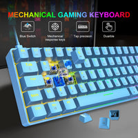 1 x RAW Customer Returns ZIYOU LANG 60 Compact RGB Gaming Mechanical Keyboard Blue Set Combo - Blue Switch - Mini QWERTY Layout Detachable USB-C Cable - 12000 DPI Honeycomb Programming Mouse for PC PS4 xBox Tablet - RRP €28.5