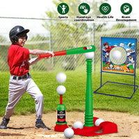 2 x Brand New VATOS T Ball Sets for Kids 3-5, Children Teeball Toy Sets with Adjustable Height Baseball Target Fixed Ejection Baseball Batting Tee 6pcs Baseballs, Outdoor Toys Gifts for Boys 3-12 - RRP €80.66