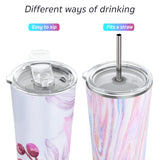 1 x RAW Customer Returns Vacuum Insulated Stainless Steel Tumbler - THILY 780ml Triple Insulated Travel Mug with Splash-Proof Lid for Iced Coffee and Hot Drinks, 2-Pack, Pink Ripple Lotus Flower - RRP €39.65