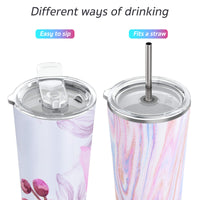 1 x RAW Customer Returns Vacuum Insulated Stainless Steel Tumbler - THILY 780ml Triple Insulated Travel Mug with Splash-Proof Lid for Iced Coffee and Hot Drinks, 2-Pack, Pink Ripple Lotus Flower - RRP €39.65