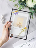 1 x RAW Customer Returns REDHUGO Pressed Flower Frames, Glass Floating Frame for Displaying Dried Plant Specimen Pictures, Hanging Brass Picture Frame with Chain, Double Clear Glass, Vintage Wall Decor, Rectangle - RRP €19.98