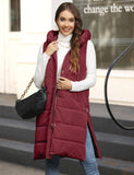 1 x RAW Customer Returns Yuson Girl Women s Vest Medium Long Padded Vests Sleeveless Jackets Casual Thick Vest Winter Coat Outwear with Hood Long Body Warmer with Pockets Burgundy, M  - RRP €33.26